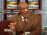 Bill Cosby wearing a brown tweed jacket on Meet the Press